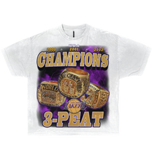 Load image into Gallery viewer, Lakers 3-Peat Championship Rings Kobe Shaq Phil Boxy Vintage Graphic Basketball Tee Streetwear Y2K