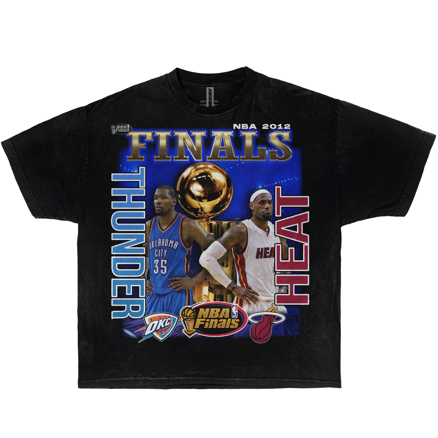NBA 2012 Finals Thunder Vs Heats Lebron Durant Boxy Vintage Shirt Streetwear Y2K Graphic Basketball Tees