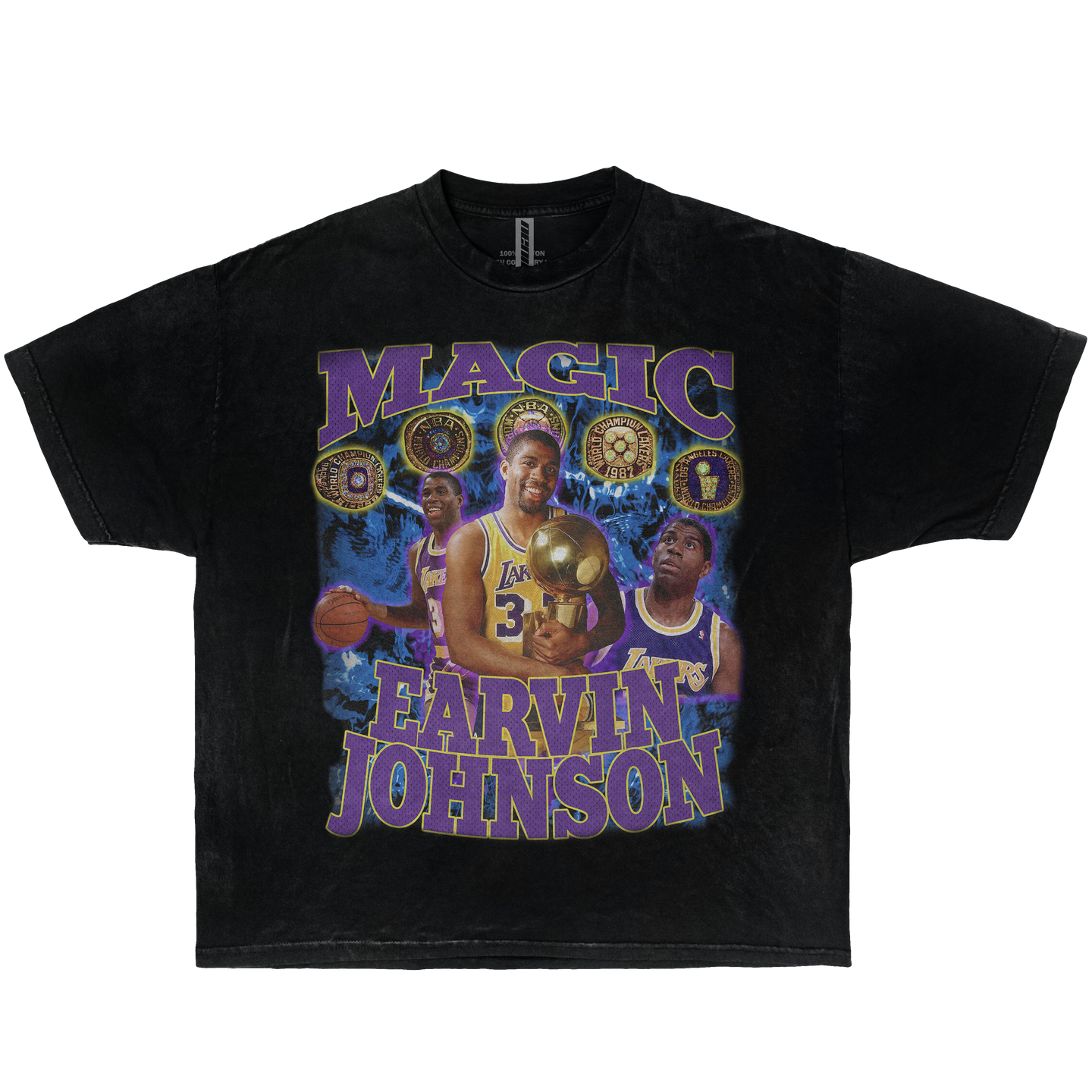 Magic Earvin Johnson 5x NBA Champion Rings Tee